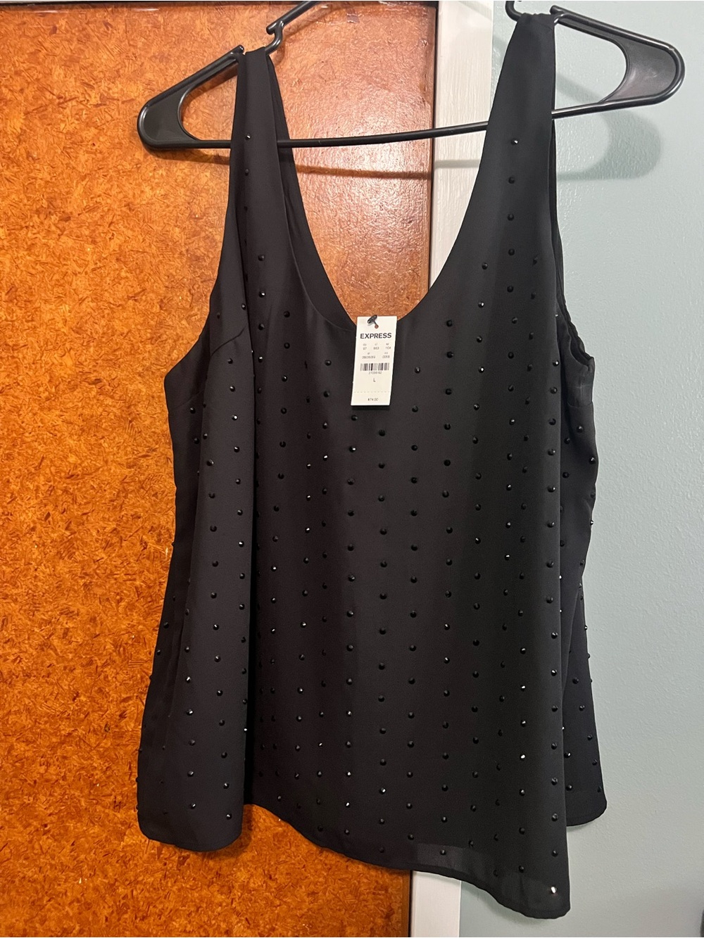 Express Black Beaded Scoop Neck Camisole